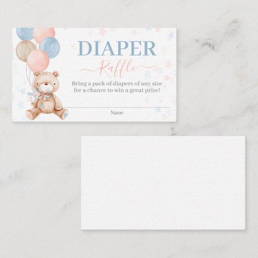 Teddy Bear Gender onthult luidere raffle Enclosure Informatiekaartje (Voorkant / Achterkant)