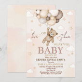 Teddy Bear Gender Reopenbaart de partij Kaart (Voorkant / Achterkant)