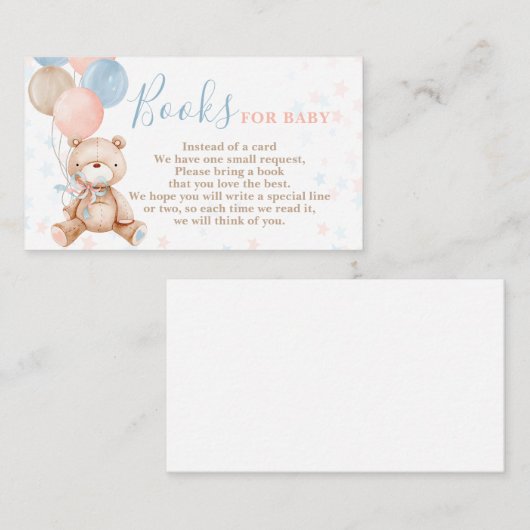 Teddy Bear Gender Reopenbaart me met een boekenkaa Informatiekaartje (Voorkant / Achterkant)