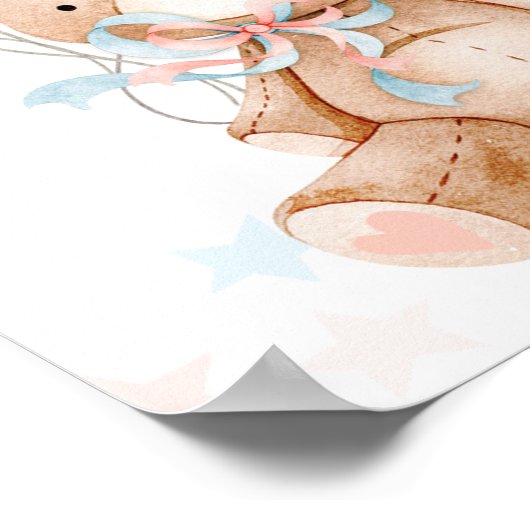 Teddy Bear Gender Reopenbaart Welkomstteken Poster (Hoek)