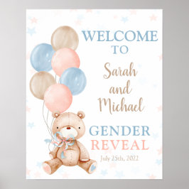 Teddy Bear Gender Reopenbaart Welkomstteken Poster