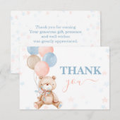 Teddy Bear gender reveal bedankt Note Kaart Notitiekaartje (Voorkant / Achterkant)