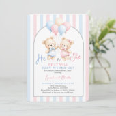 Teddy Bear Gender Reveal Kaart (Staand voorkant)