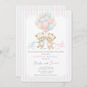 Teddy Bear Gender Reveal  Kaart (Voorkant / Achterkant)