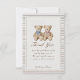Teddy Bear Gender Reveal Thank You Card Bedankkaart