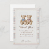 Teddy Bear Gender Reveal Thank You Card Bedankkaart (Voorkant / Achterkant)