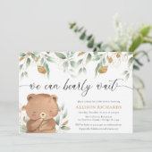 Teddy Bear genderneutraal groen baby shower Kaart (Staand voorkant)