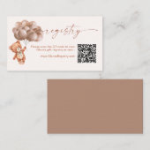 Teddy Bear Genderneutraal QR Code Registry Informatiekaartje (Voorkant / Achterkant)