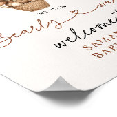 Teddy Bear Genderneutraal Welkom Baby shower Poster (Hoek)