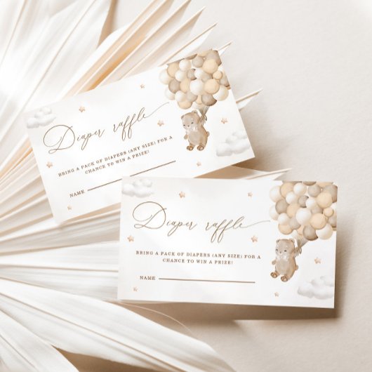 Teddy Bear Genderneutrale luier Raffle Informatiekaartje