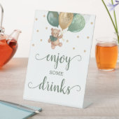 Teddy Bear geniet van sommige Drinken Baby shower Reclamebord Met Voetstuk (Insitu)