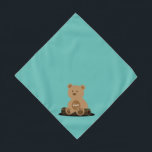 Teddy Bear - Gepersonaliseerd klein huisje Bandana<br><div class="desc">Blauwgroen achtergrond,  met een schattige teddybeer die je huisdiernaam vasthoudt. De achtergrondkleur is aanpasbaar,  evenals de doopvontstijl,  de grootte,  en de kleur. Maak het je eigen!</div>