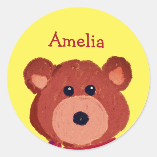 Teddy Bear - Gepersonaliseerd Ronde Sticker (Voorkant)