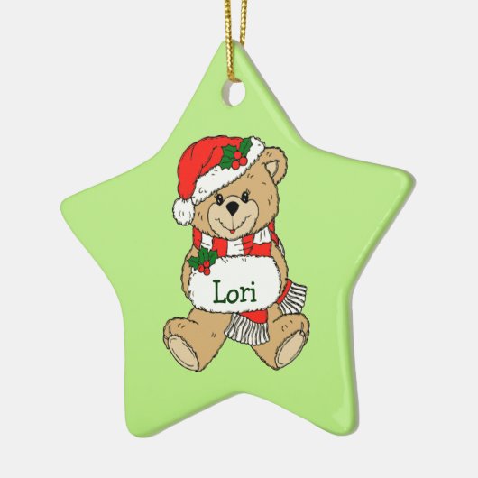 Teddy Bear - Gepersonaliseerde kerstversiering Keramisch Ornament (Links)