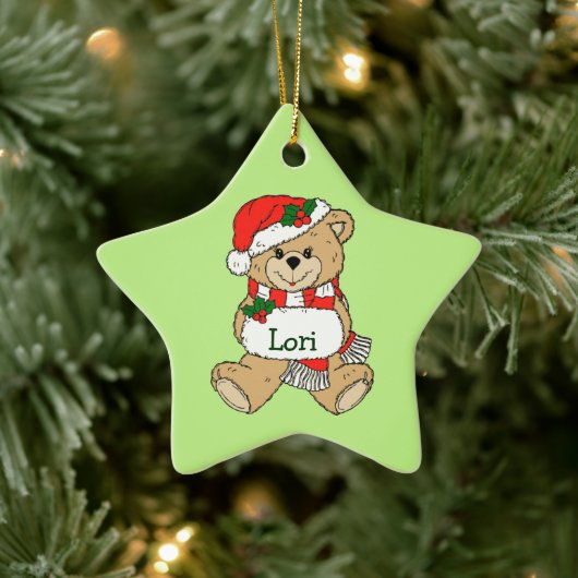 Teddy Bear - Gepersonaliseerde kerstversiering Keramisch Ornament (Boom)