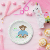 Teddy Bear, geperst in Blue Baby shower Paper Bord (Feest)