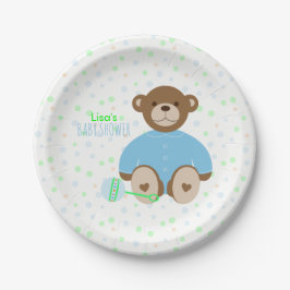 Teddy Bear, geperst in Blue Baby shower Paper Bord