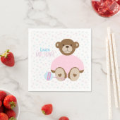 Teddy Bear geperst in roze Baby shower Servetten (Insitu)