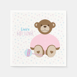 Teddy Bear geperst in roze Baby shower Servetten
