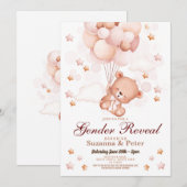 Teddy Bear Geslacht Onthullen Baby Neutrale Partij Kaart (Voorkant / Achterkant)