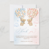 Teddy Bear Geslacht Onthullen Dank u Kaart (Voorkant)