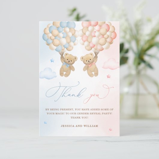 Teddy Bear Geslacht Onthullen Dank u Kaart (Staand voorkant)