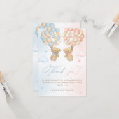 Teddy Bear Geslacht Onthullen Dank u Kaart (Voorkant / Achterkant in situ)