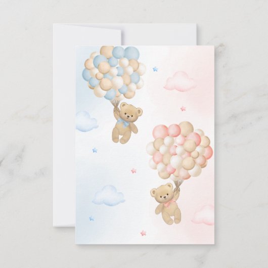 Teddy Bear Geslacht Onthullen Dank u Kaart (Achterkant)