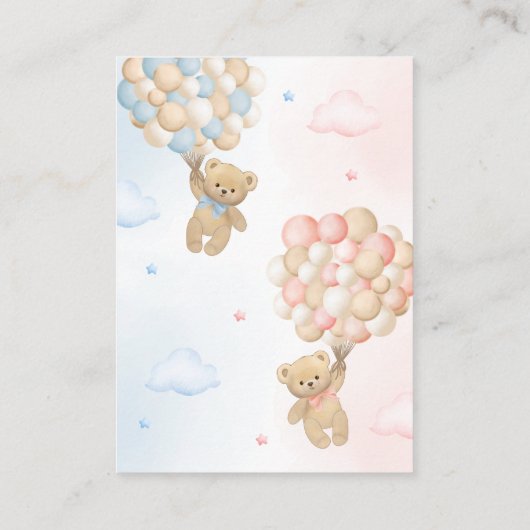 Teddy Bear Geslacht Onthulling Luier Raffle Informatiekaartje (Achterkant)