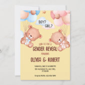  Teddy Bear Geslacht Reveal Uitnodiging Ballonnen  (Voorkant)