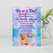 Teddy Bear Geslacht Reveleert Feestje Kaart (Staand voorkant)