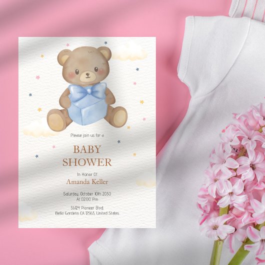 Teddy Bear Gift Baby shower Uitnodiging