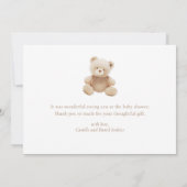 Teddy Bear Gingham Baby shower Dank u Bedankkaart (Achterkant)