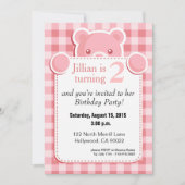 Teddy Bear Gingham Play Birthday | Roze Kaart (Voorkant)