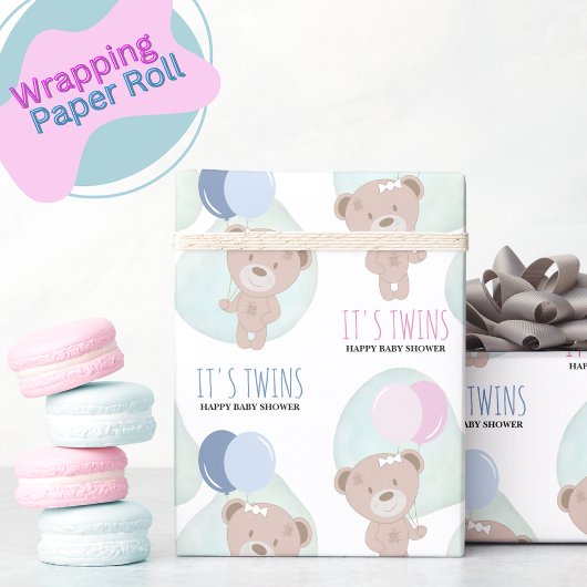 Teddy Bear Girl and Boy Twins Cadeaupapier