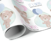 Teddy Bear Girl and Boy Twins Cadeaupapier (Rol Hoek)