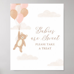 Teddy Bear Girl Baby shower Baby's zijn zoet gebaa Poster