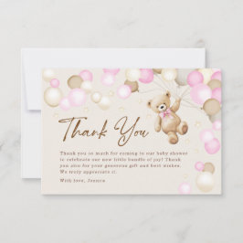 Teddy Bear Girl Baby Shower Bedankkaart