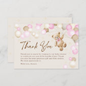 Teddy Bear Girl Baby Shower Bedankkaart (Voorkant / Achterkant)