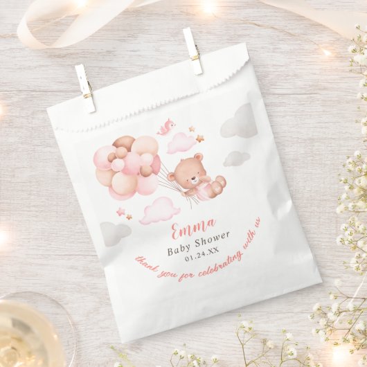 Teddy Bear Girl Baby shower Bedankzakje (Geknipt)