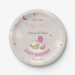 Teddy Bear Girl Baby shower Blush Pink Papieren Bordje