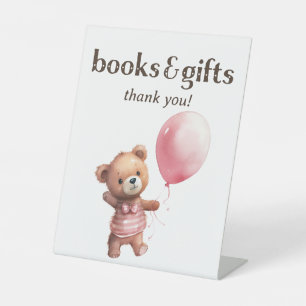 Teddy Bear Girl Baby shower boeken en geschenken Reclamebord Met Voetstuk