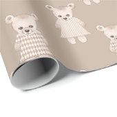 Teddy Bear Girl Baby shower Cadeaupapier (Rol Hoek)