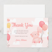 Teddy Bear Girl Baby shower Dank je wel Kaart (Voorkant / Achterkant)