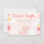 Teddy Bear Girl Baby shower Diaper Raffle Card Kaart (Voorkant)