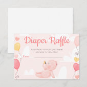 Teddy Bear Girl Baby shower Diaper Raffle Card Kaart (Voorkant / Achterkant)