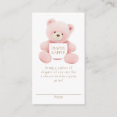 Teddy Bear Girl Baby shower Diaper Raffle Ticket Informatiekaartje (Voorkant)