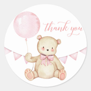 Teddy Bear Girl Baby shower Favor Sticker