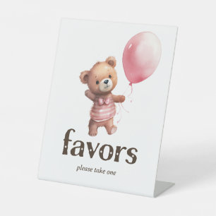 Teddy Bear Girl Baby shower Favorieten Reclamebord Met Voetstuk