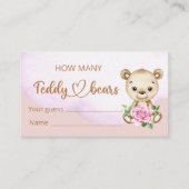 Teddy Bear Girl Baby shower Informatiekaartje (Voorkant)